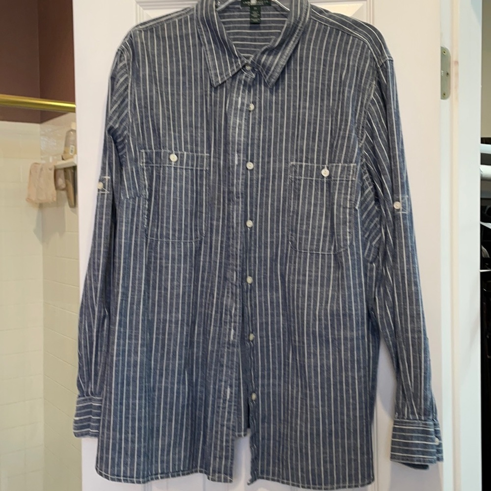 3x Ralph Lauren long sleeve blue and white shirt.